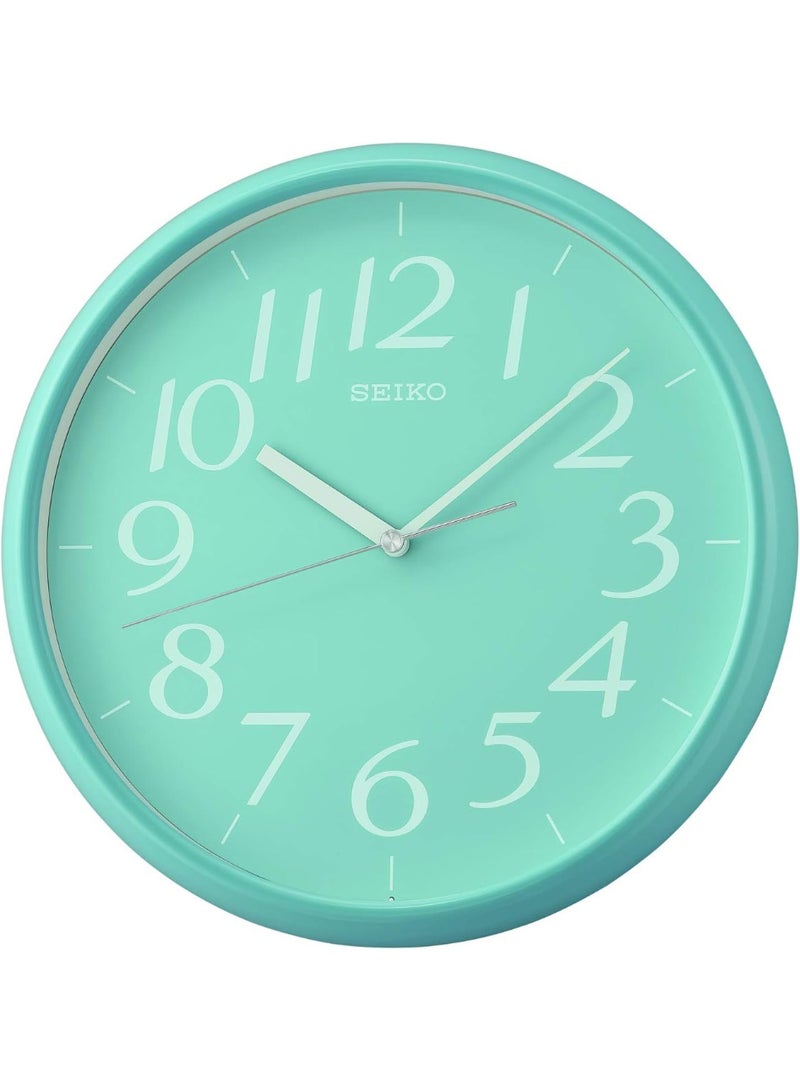 Seiko QXA719L 28 cm Analog Wall Clock – Light Blue Dial, Plastic Case, Quartz Movement, Battery-Operated – Silent Sweep Design - Image 1